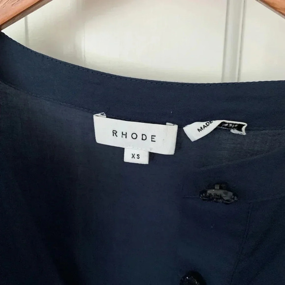 Rhode Emma A-Line Navy Crew Neck Mini Dress Size XS Jeweled Buttons - Picture 4 of 11